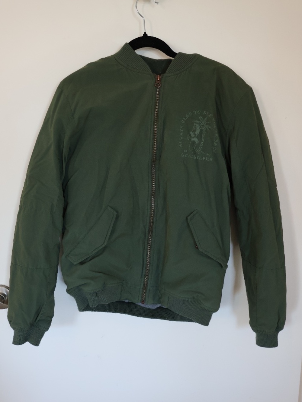 QuickSilver military green bomber jacket coat sz small